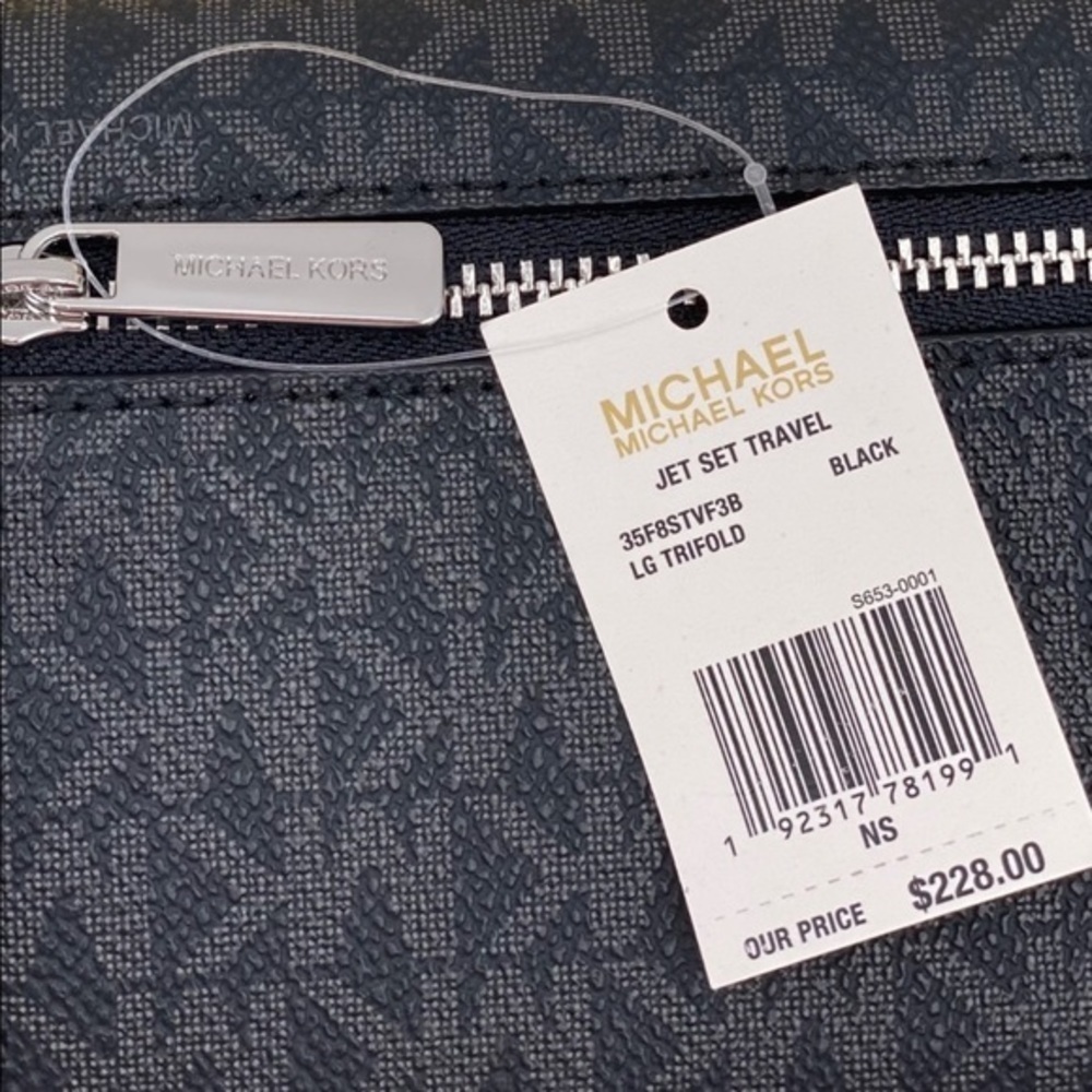 Michael Kors Trifold Wallet Signature Black - Picture 13 of 14